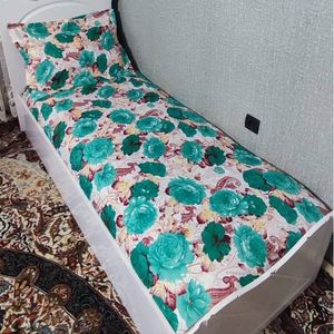 فروش اینترنتی روتختی یک نفره گل سبز روکش تشک یک نفره گل رز سبز روتختی یک نفره
