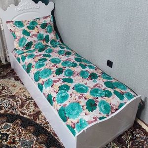 خرید اینترنتی روتختی یک نفره گل سبز روکش تشک یک نفره گل رز سبز روتختی یک نفره