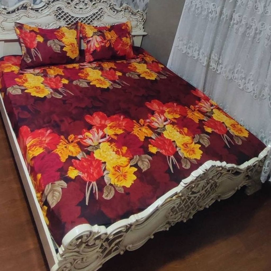 مشخصات روتختی خوشخواب 2نفره گل دار قرمز سرخ زرد روتختی دو نفره گلدار 2 نفره