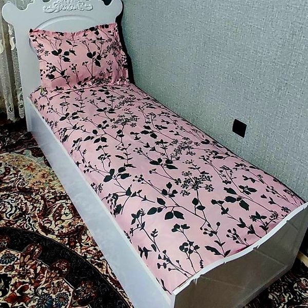 نیم ست روتختی یکنفره صورتی گل طوسی روکش تشک یک نفره روکش تخت