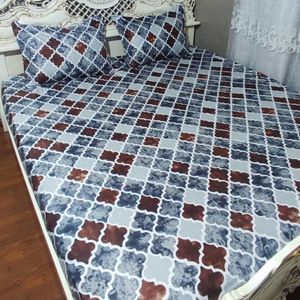 خرید اینترنتی ملحفه تخت دونفره روکش دونفره کشدوزی شده با روبالش