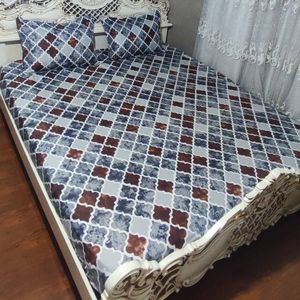 خرید اینترنتی ملحفه تخت دونفره روکش دونفره کشدوزی شده با روبالش