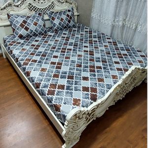 خرید آنلاین ملحفه تخت دونفره روکش دونفره کشدوزی شده با روبالش