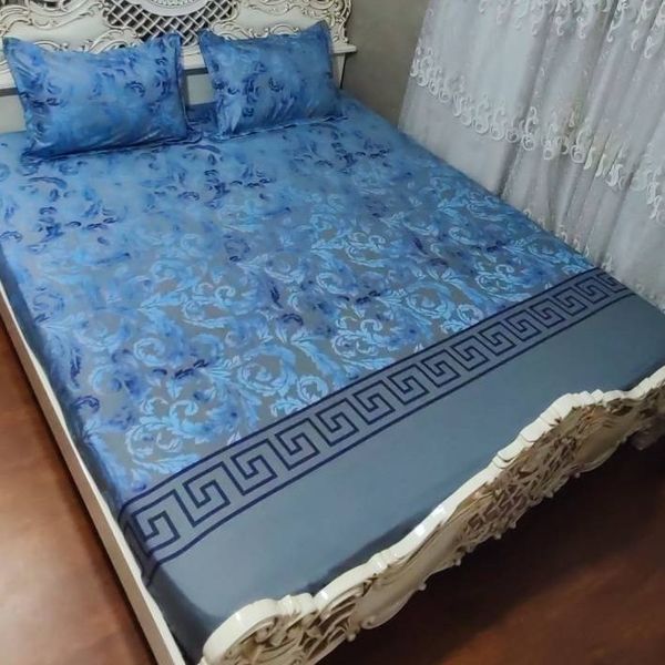 روتختی کشدار  تخت دو نفره طرح  ورساچ ابی طوسی