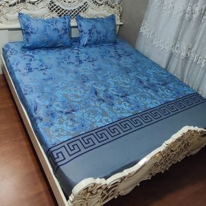 قیمت روتختی کشدار  تخت دو نفره طرح  ورساچ ابی طوسی