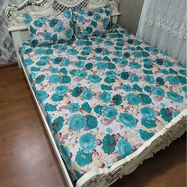 روتختی روکش تشک دونفره گل سبز روتختی دونفره گل رز سبز رنگ