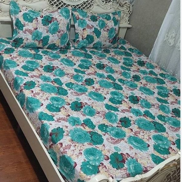 روتختی روکش تشک دونفره گل سبز روتختی دونفره گل رز سبز رنگ