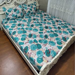 مشخصات روتختی روکش تشک دونفره گل سبز روتختی دونفره گل رز سبز رنگ