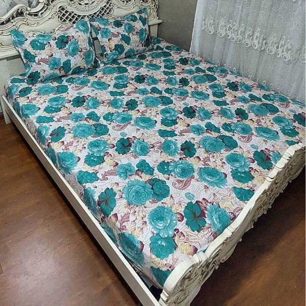 روتختی روکش تشک دونفره گل سبز روتختی دونفره گل رز سبز رنگ