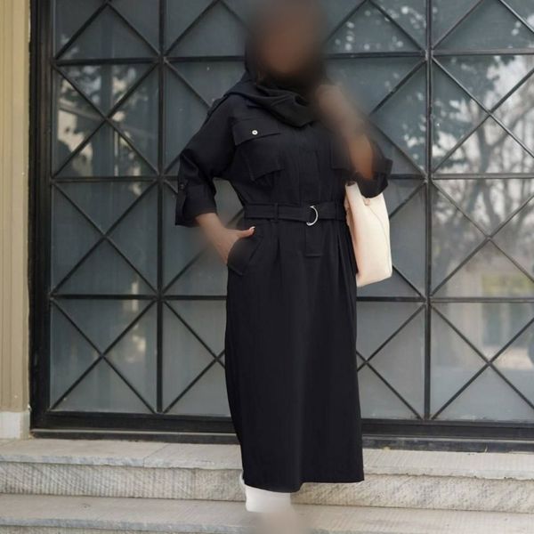 مانتو دانشجویی کمربندار