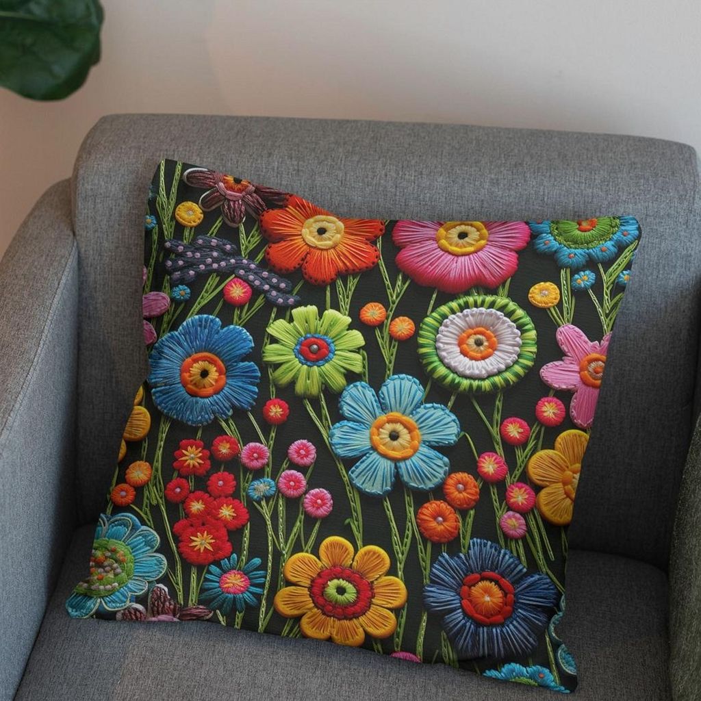 قیمت پارچه مخمل روبالشی پارچه باما طرح 5 بعدی گل بهاری کد 5013540