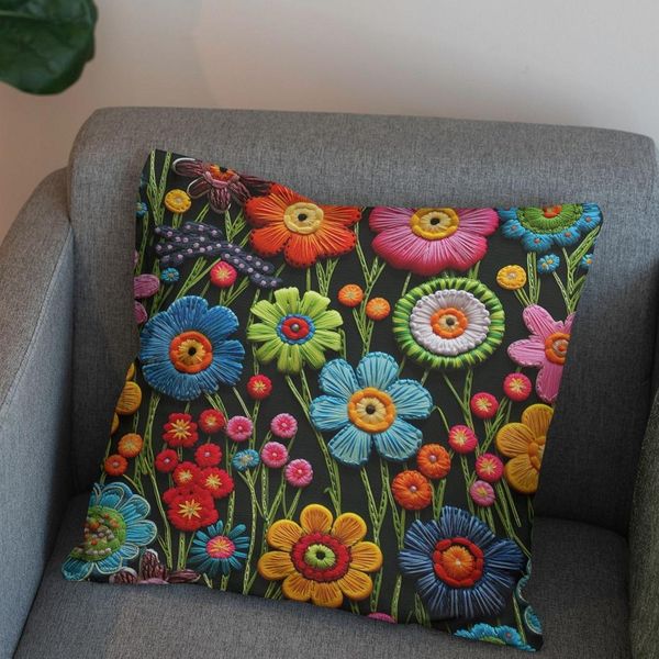 پارچه مخمل روبالشی پارچه باما طرح 5 بعدی گل بهاری کد 5013540