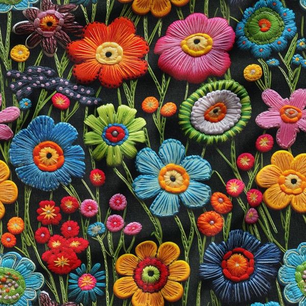 پارچه مخمل روبالشی پارچه باما طرح 5 بعدی گل بهاری کد 5013540