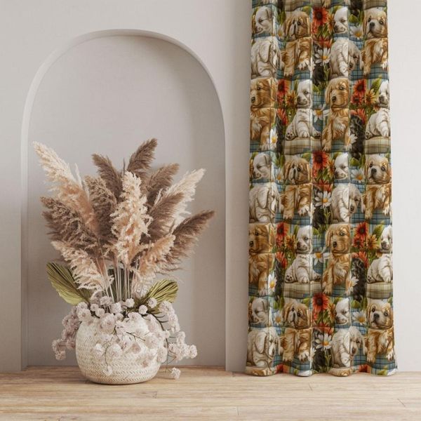 پارچه مخمل روبالشی پارچه باما طرح 5 بعدی سگ مهربان کد 5013542