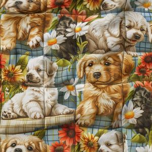 پارچه مخمل روبالشی پارچه باما طرح 5 بعدی سگ مهربان کد 5013542