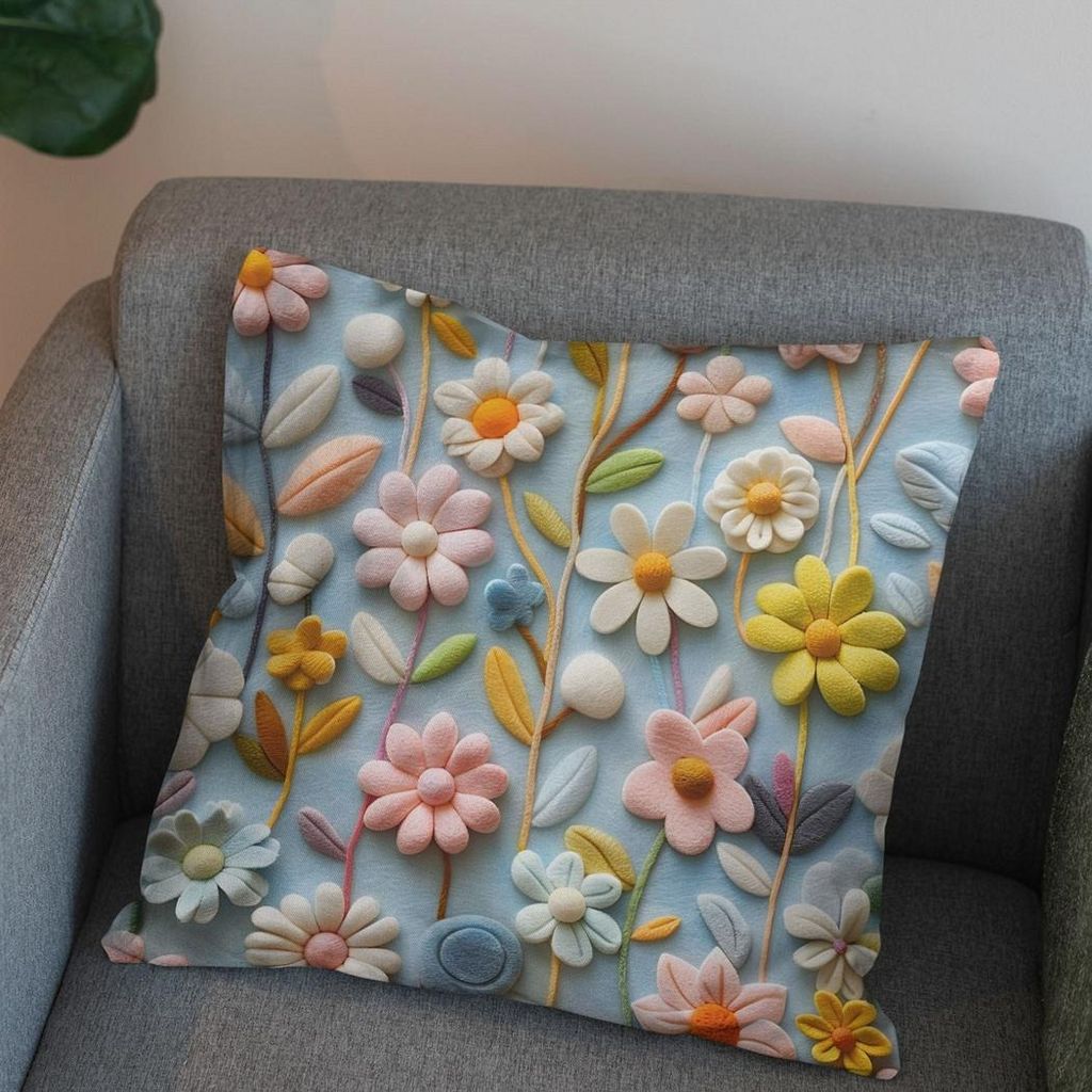 قیمت ارزان پارچه مخمل روبالشی پارچه باما طرح 5 بعدی  گل جان کد 5013543