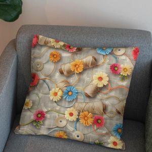 خرید آنلاین پارچه مخمل روبالشی پارچه باما طرح 5 بعدی گل و خیاطی  کد 5013546