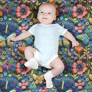 قیمت ارزان پارچه مخمل روبالشی پارچه باما طرح 5 بعدی گل و پروانه  کد 5013547