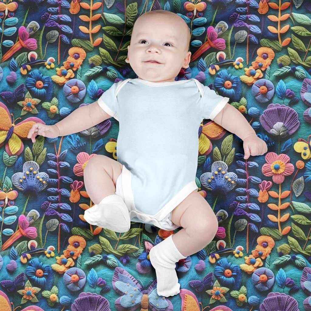 فروش اینترنتی پارچه مخمل روبالشی پارچه باما طرح 5 بعدی پروانه های رنگی کد 5013548