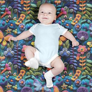 فروش اینترنتی پارچه مخمل روبالشی پارچه باما طرح 5 بعدی پروانه های رنگی کد 5013548