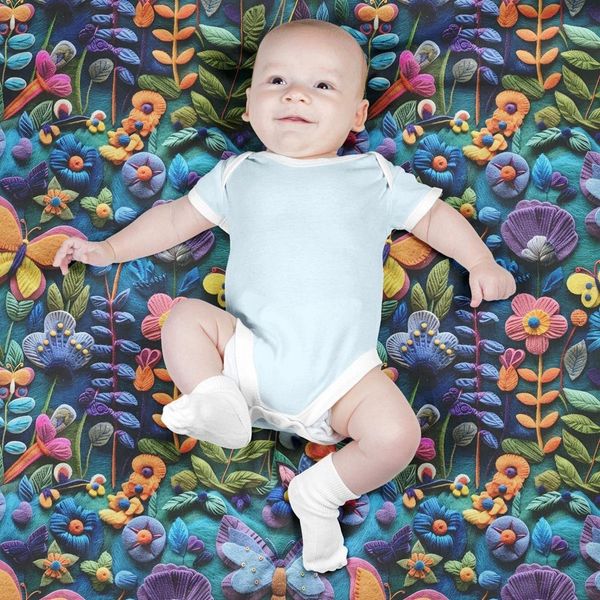 پارچه مخمل روبالشی پارچه باما طرح 5 بعدی پروانه های رنگی کد 5013548