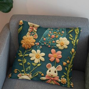 فروش اینترنتی پارچه مخمل روبالشی پارچه باما طرح 5 بعدی مدرسه موش ها کد 5013549