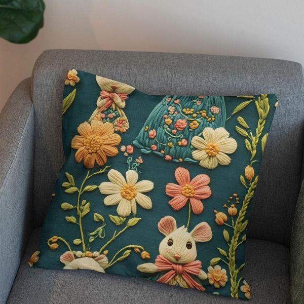 پارچه مخمل روبالشی پارچه باما طرح 5 بعدی مدرسه موش ها کد 5013549