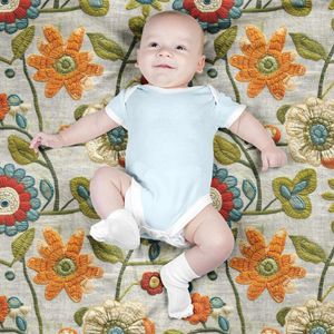 فروش اینترنتی پارچه مخمل روتختی یک نفره پارچه باما طرح 5 بعدی گل گلدوزی کد 5013556