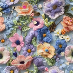 پارچه مخمل روتختی یک نفره پارچه باما طرح 5 بعدی  گل هنری کد 5013560