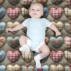 قیمت پارچه مخمل روتختی یک نفره پارچه باما طرح 5 بعدی قلب رنگی کد 5013568