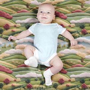 خرید اینترنتی پارچه مخمل روبالشی پارچه باما طرح 5 بعدی خانه سبز کد 5013599