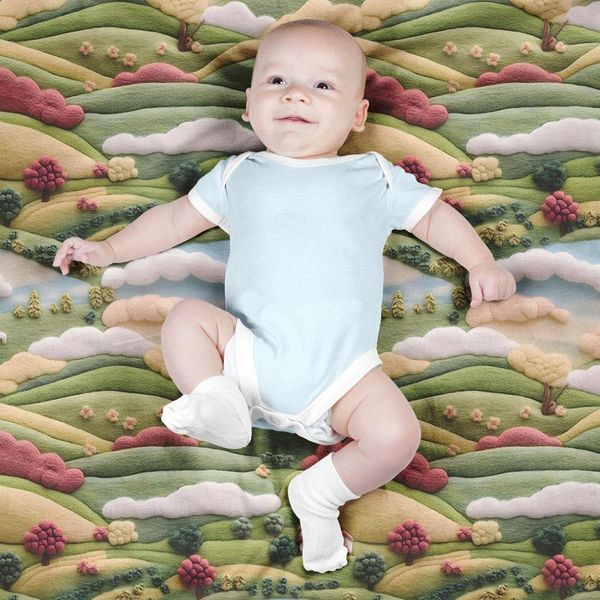 پارچه مخمل روبالشی پارچه باما طرح 5 بعدی خانه سبز کد 5013599