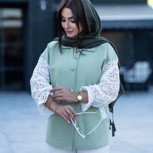 خرید آنلاین شومیز مانتویی آستین دانتل