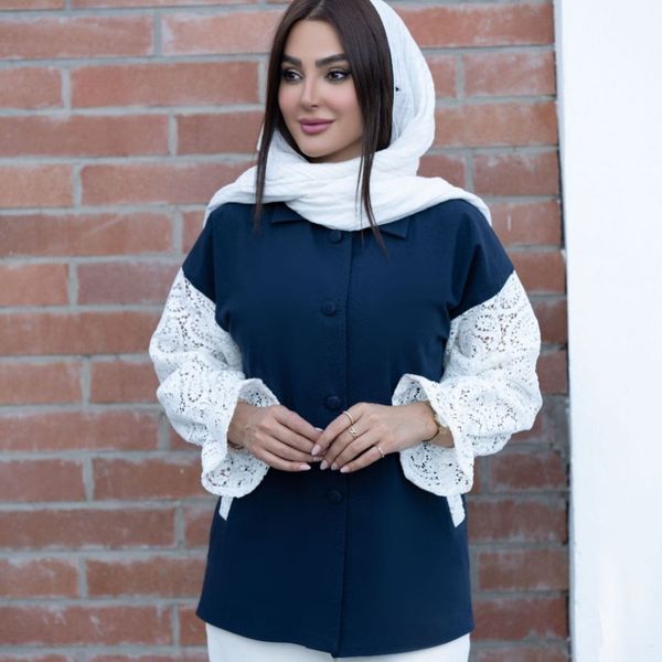 شومیز مانتویی آستین دانتل