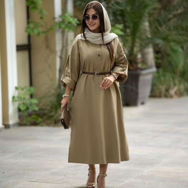 ساحلی لینن مدل پرتو + کمربند چرم