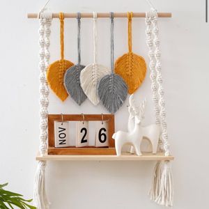 قیمت ارزان شلف چوبی مکرومه بافی برگ طرح طنین