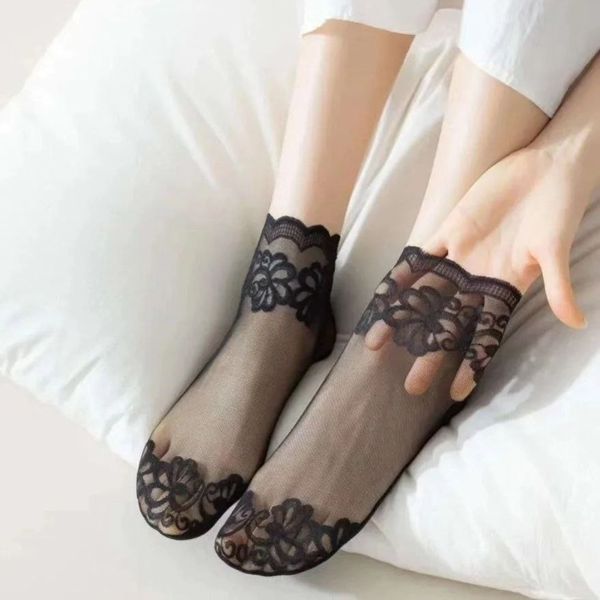 جوراب مچی زنانه گیپوری طرح گل 2