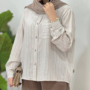 قیمت شومیز مانتویی راه راه پنبه زنانه فری سایز