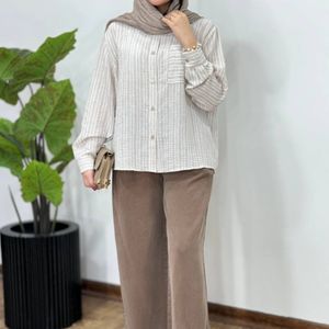 قیمت شومیز مانتویی راه راه پنبه زنانه فری سایز