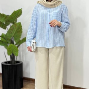 قیمت شومیز مانتویی راه راه پنبه زنانه فری سایز