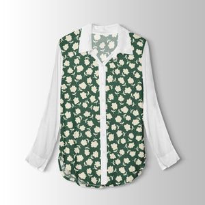 خرید اینترنتی پارچه شومیز پارچه الف مدل کرپ بوگاتی طرح شاخ و برگ کد 4011421