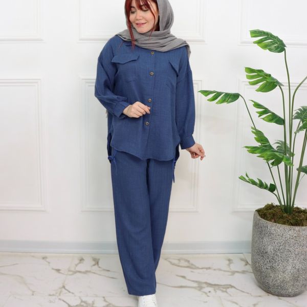ست شومیز شلوار بنددار زنانه مشکی