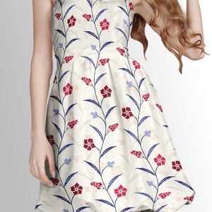 خرید آنلاین پارچه لباسی پارچه الف مدل کرپ بوگاتی طرح شاخ و برگ کد 4011438