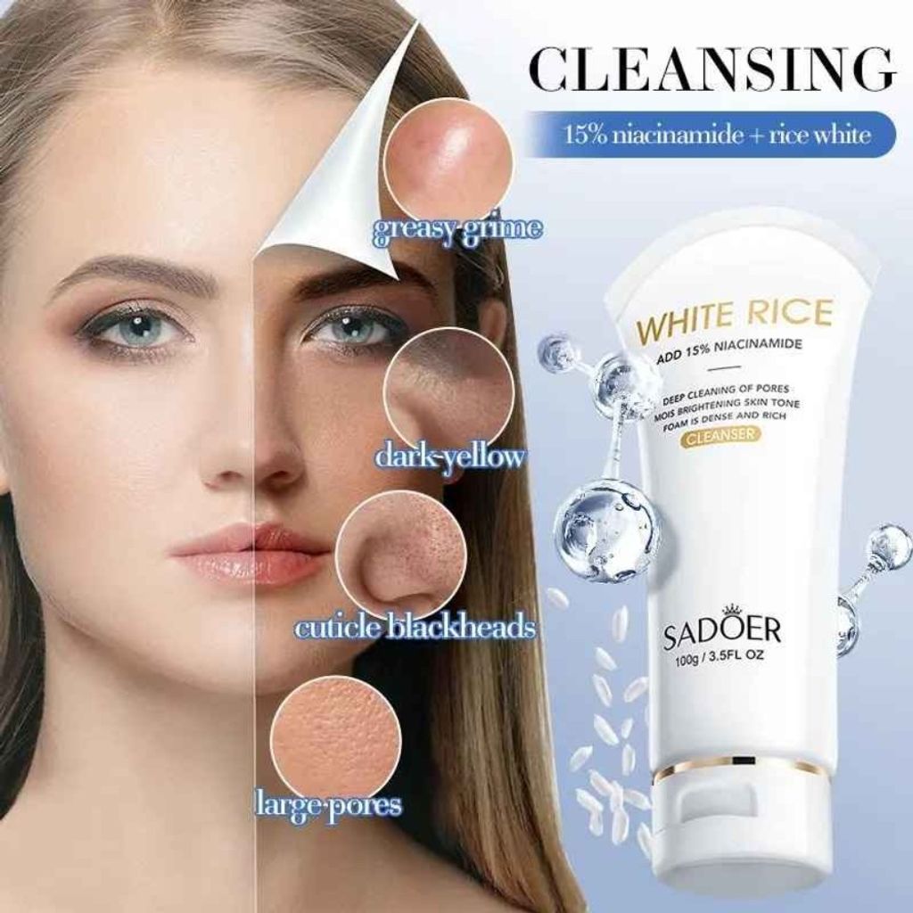 قیمت فوم شستشوی صورت روشن کننده سادور مدل برنج سفید و نیاسینامید وزن 100 گرم