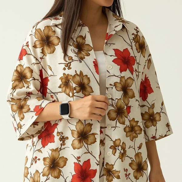 شومیز زنانه نخی گلدار