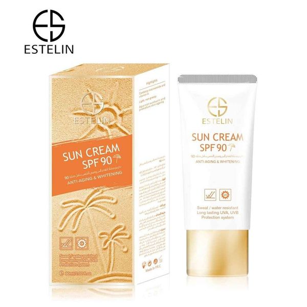 کرم ضد آفتاب صورت و بدن استلین SPF 90 مدل ضد پیری و سفید کننده ESTELIN