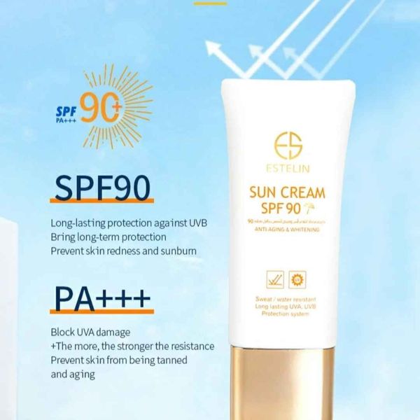 کرم ضد آفتاب صورت و بدن استلین SPF 90 مدل ضد پیری و سفید کننده ESTELIN