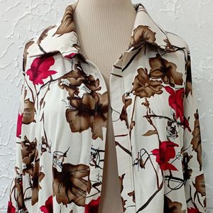 خرید آنلاین شومیز راحتی زنانه با پارچه نخی گل‌دار 🌸