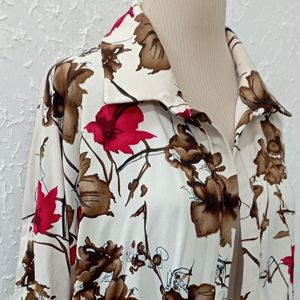خرید اینترنتی شومیز راحتی زنانه با پارچه نخی گل‌دار 🌸