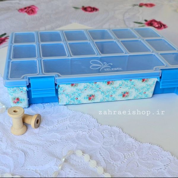 باکس نظم دهنده متوسط آبی طرح دار